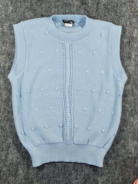 Vintage Jolie New York Light Blue Knit Crew Neck Vest Sweater Made in U.S.A.